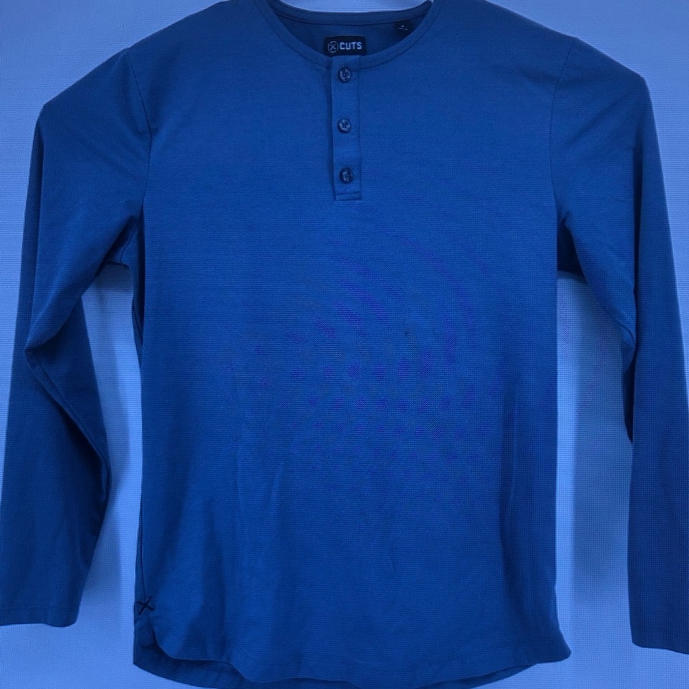 Men's Long-Sleeve Henley Shirt in Blue